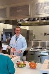 Chief Executive Laurence Rockey visits the catering team to Wallyford Learning Campus