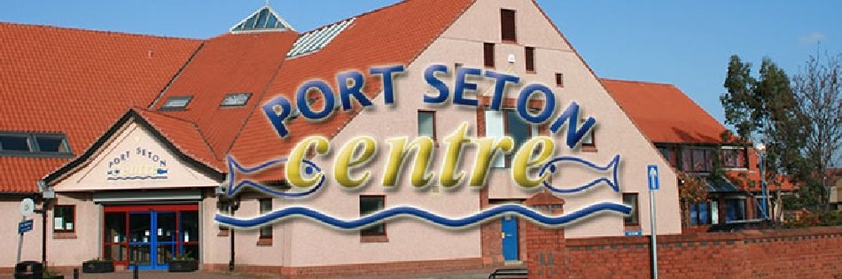 Exterior of Port Seton Centre with logo superimposed