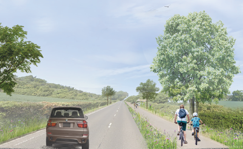 Artist\'s impression of a typical cross-section of the Cross East Lothian Active Freeway