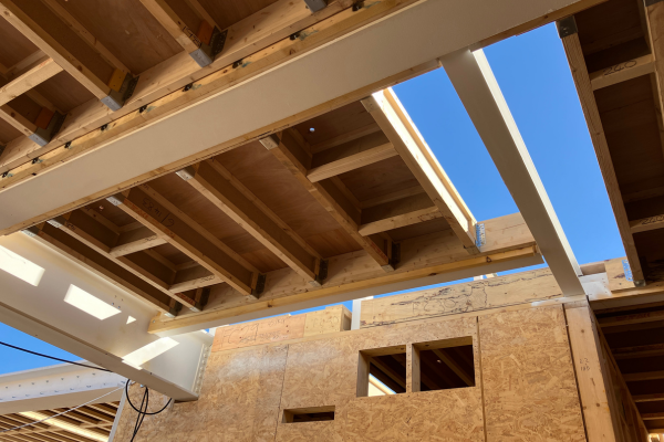 Whitecraig PS - First floor level timber cassettes being installed