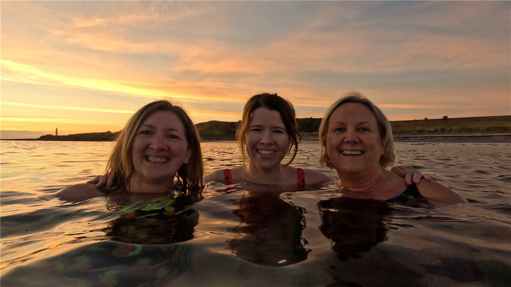 Mandy, Catriona and Jo swimming